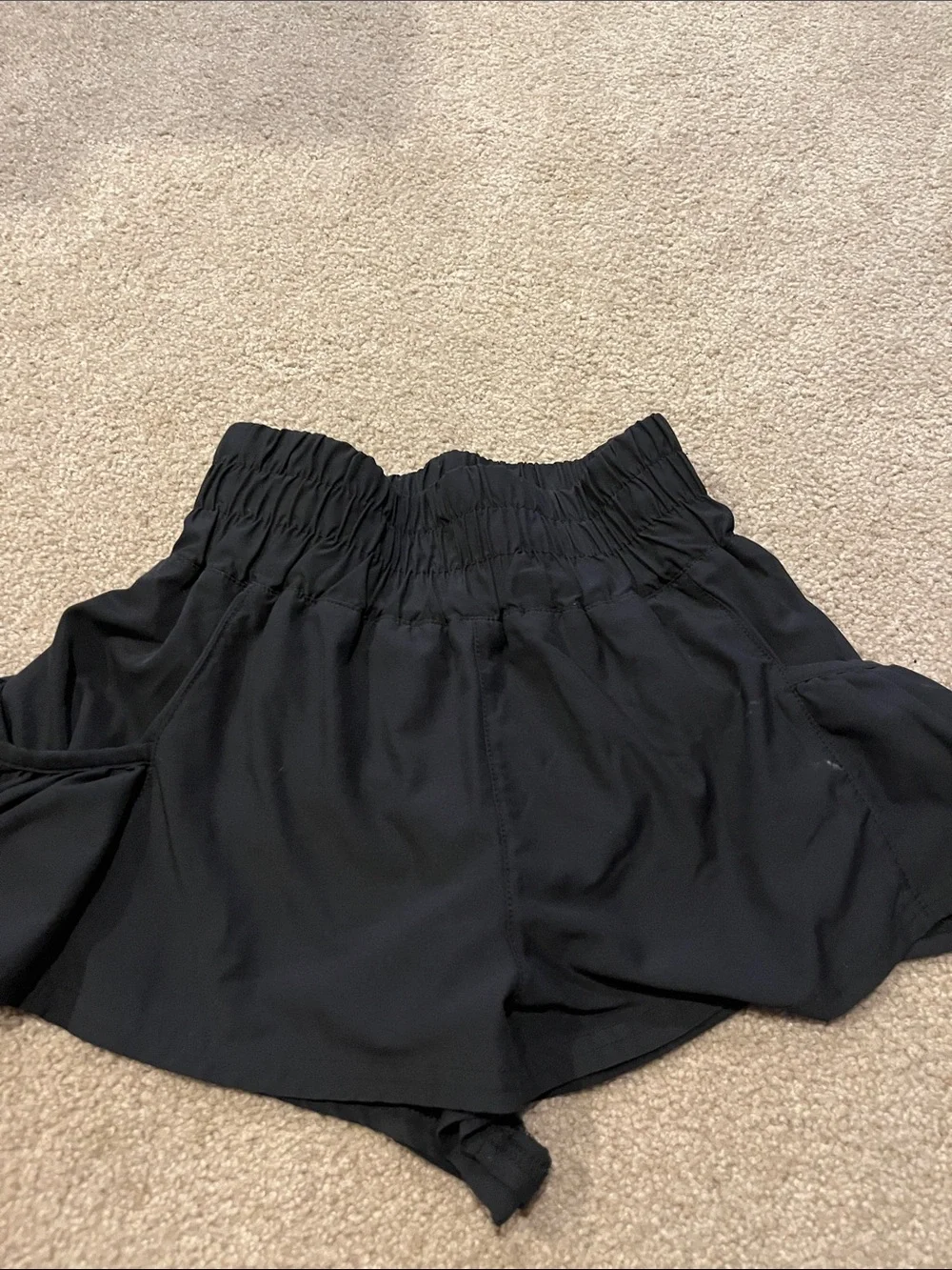 Black Women's Athletic Shorts with High Ruched Waist
